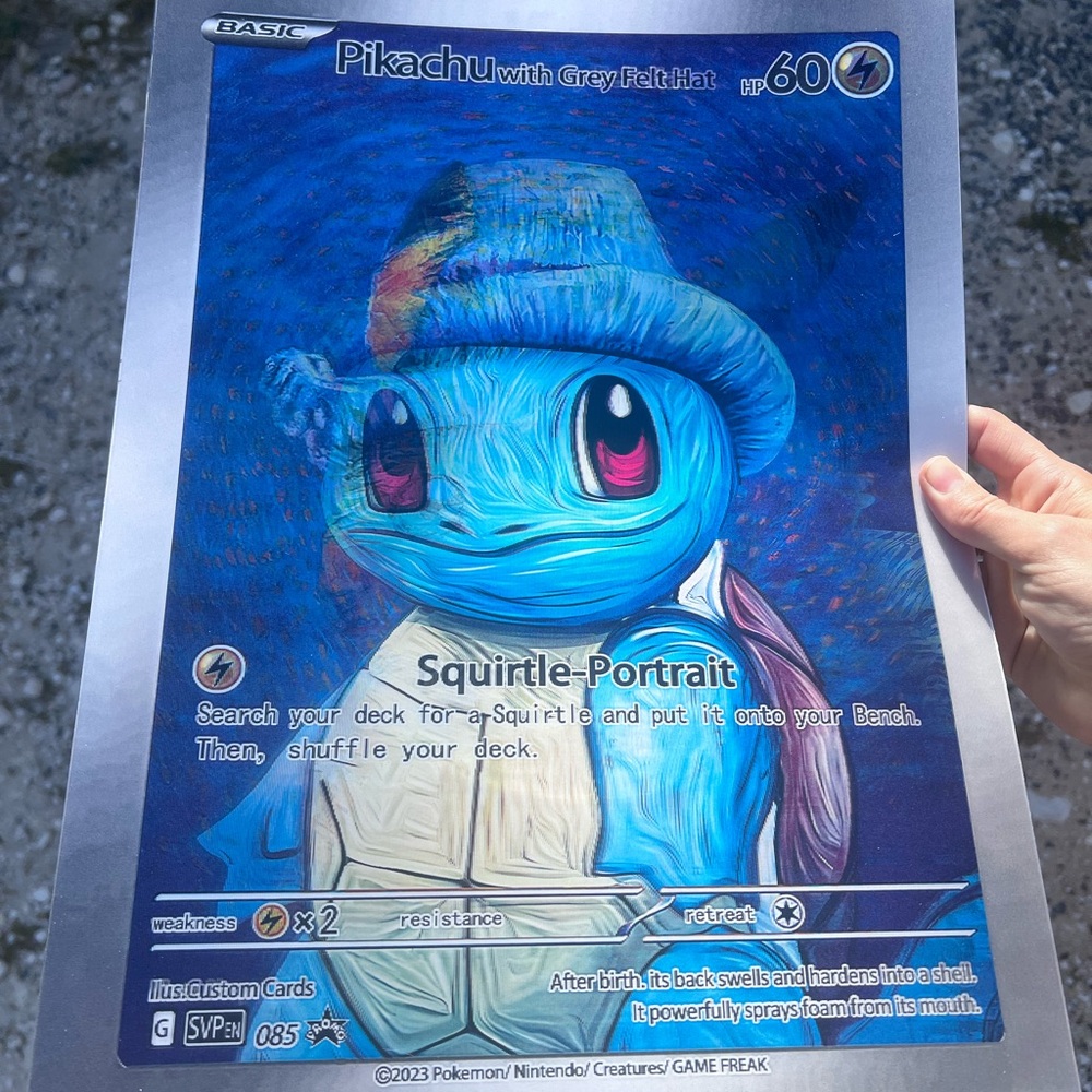 Squirtle Pikachu Snorlax Van Gogh Pokémon 3-D Holographic Lenticular Poster